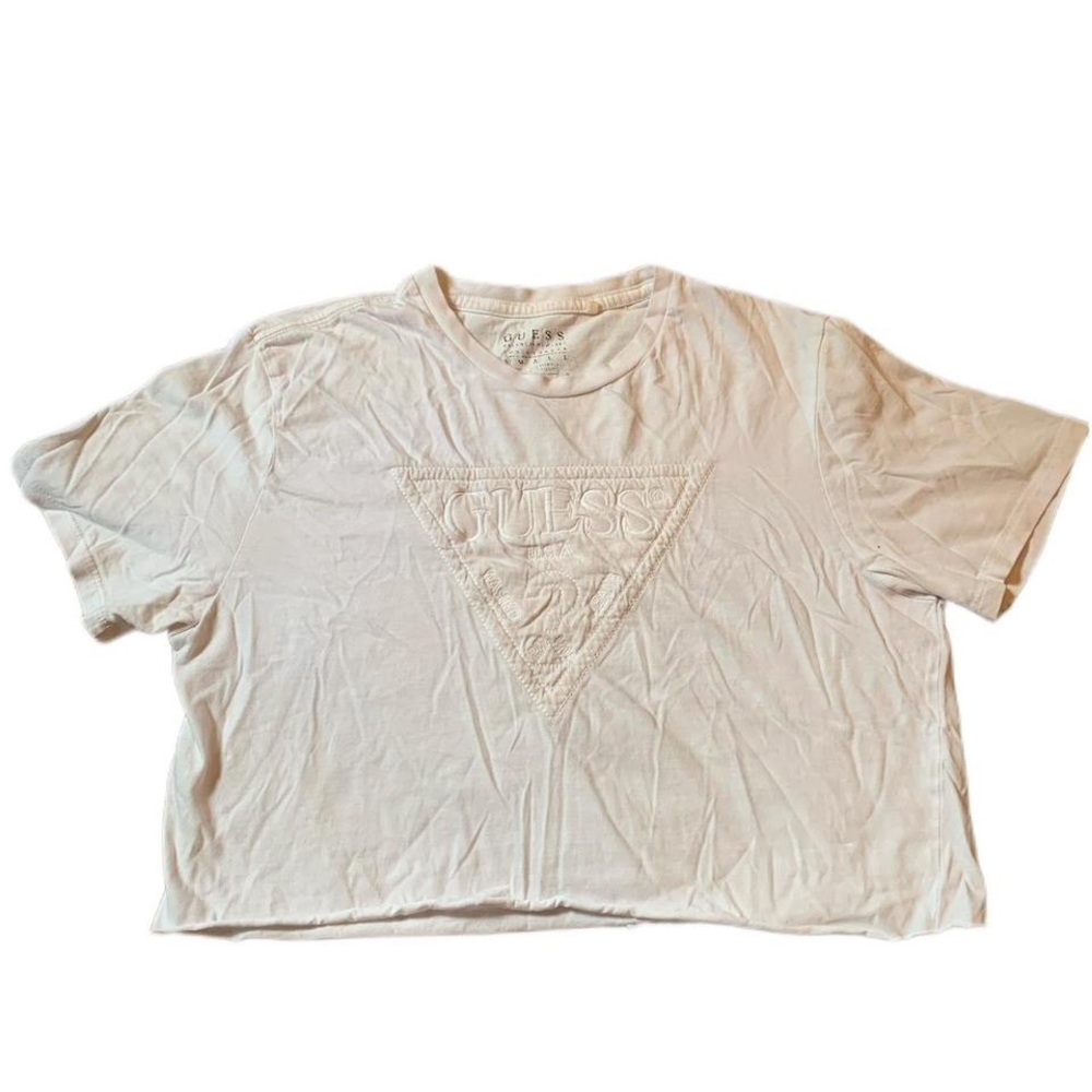 Vintage Y2k Guess white cropped tee shirt